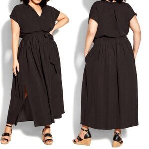 Loralette Havana Maxi Dress Black with Pockets Size 26/28 (4X) NWT